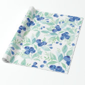 Midzomer Rustic Blueberry Berry Summer Pattern Cadeaupapier (Uitgerold)