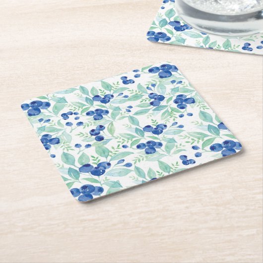 Midzomer Rustic Blueberry Berry Summer Pattern Kartonnen Onderzetters (Schuin)