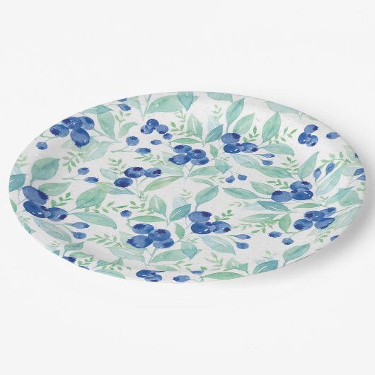 Midzomer Rustic Blueberry Berry Summer Pattern Papieren Bordje (Gekanteld)