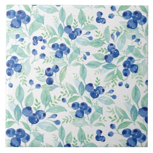 Midzomer Rustic Blueberry Berry Summer Pattern Tegeltje (Voorkant)