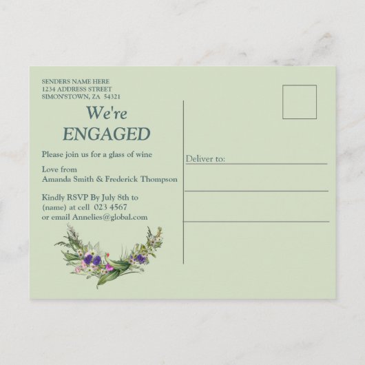 Midzomer Spring Flowers Uitnodiging Briefkaart (Achterkant)