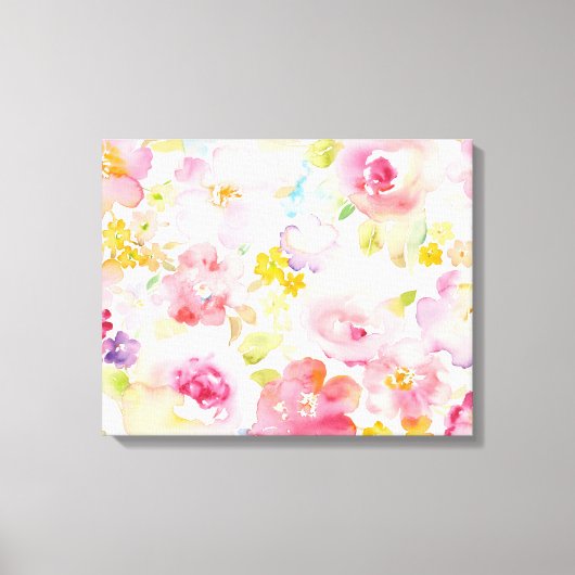 Midzomer | Waterverf Roze Floral Canvas Afdruk (Voorkant)