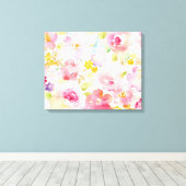 Midzomer | Waterverf Roze Floral Canvas Afdruk (Insitu (Houten vloer))