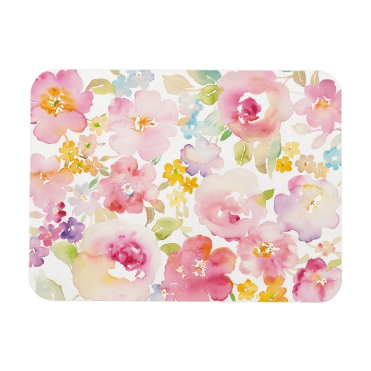 Midzomer | Waterverf Roze Floral Magneet (Horizontaal)