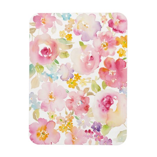Midzomer | Waterverf Roze Floral Magneet (Verticaal)