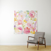 Midzomer | Waterverf Roze Floral Wandkleed (In Situ (horizontaal))