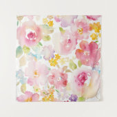 Midzomer | Waterverf Roze Floral Wandkleed (Voorkant)