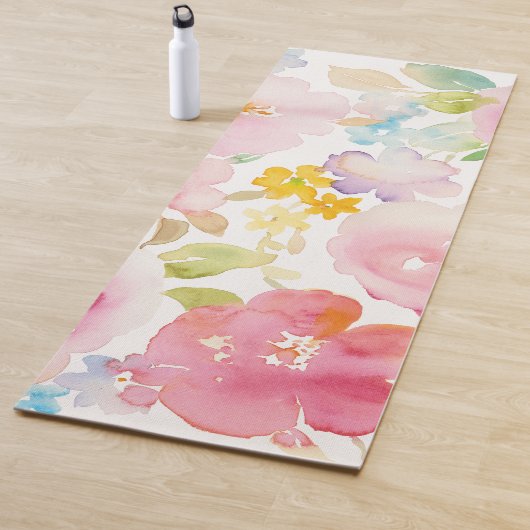 Midzomer | Waterverf Roze Floral Yogamat (In situ)