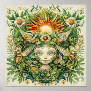 Midzomer zon feeën Nordic Art Print