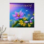 Midzomergele bloemen en beenderen. bewerkbaar poster (Keuken)