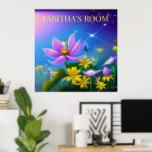 Midzomergele bloemen en beenderen. bewerkbaar poster (Thuiskantoor)