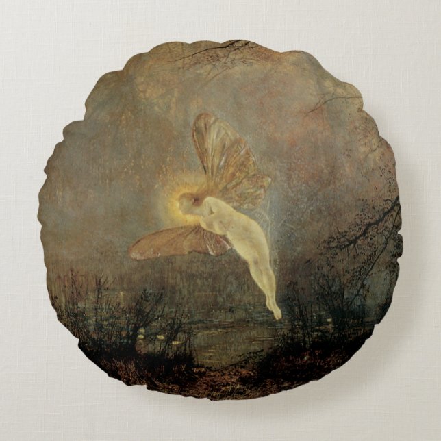 Midzomernacht door Grimshaw,  Victoriaans kunst Rond Kussen (Voorkant)