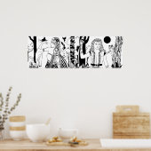 Midzomernacht Dream B&W 36-inch x 12-inch Poster (Keuken)