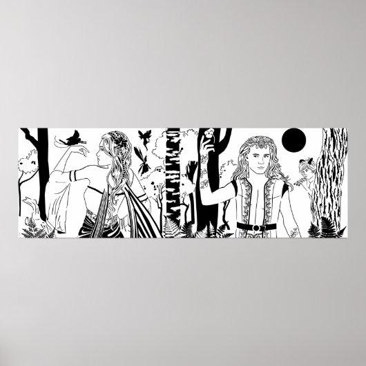 Midzomernacht Dream B&W 36-inch x 12-inch Poster (Voorkant)