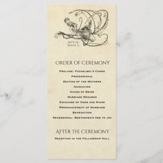 Midzomernacht droom bruiloft programma programmakaart (Achterkant)