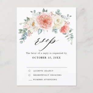 Midzomerperspastel Roze Floral Weddenschap RSVP Briefkaart