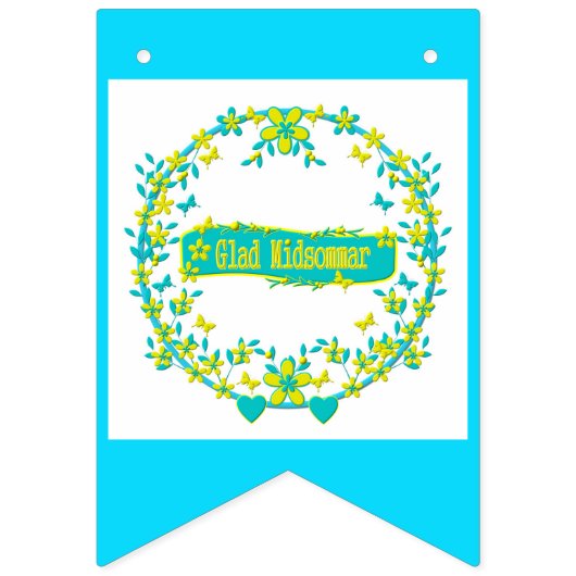 Midzomersymbool zweden Glad midsommar. Vlaggetjes (Tweede vlag)