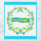 Midzomersymbool zweden Glad midsommar. Wijn Etiket (Enkel label)