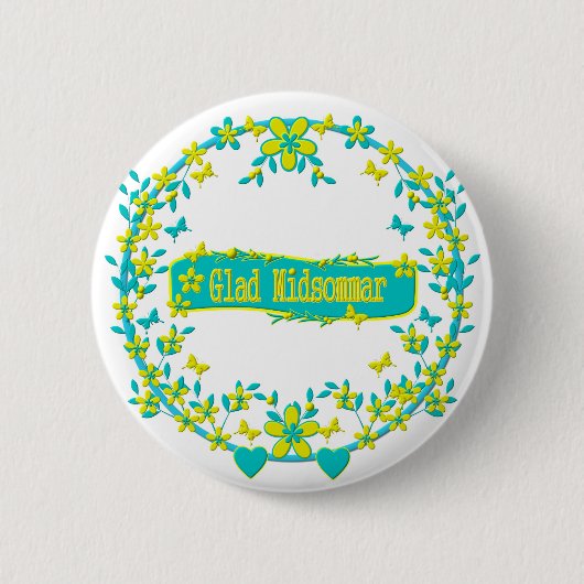 Midzomersymbool zweden ronde button 5,7 cm (Voorkant)