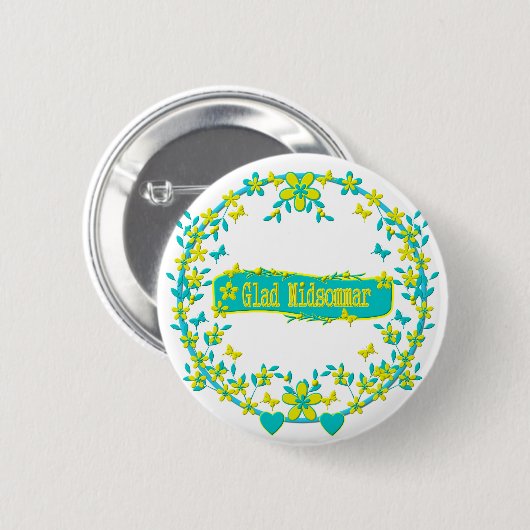 Midzomersymbool zweden ronde button 5,7 cm (Voorkant /achterkant)