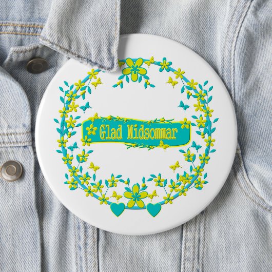 Midzomersymbool zweden ronde button 6,0 cm (In situ)