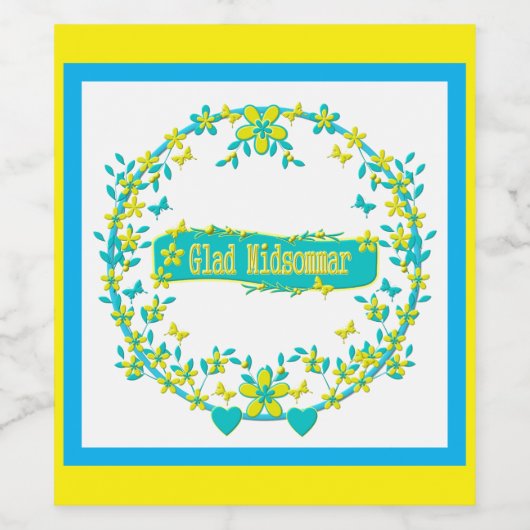 Midzomersymbool zweden wijn etiket (Enkel label)