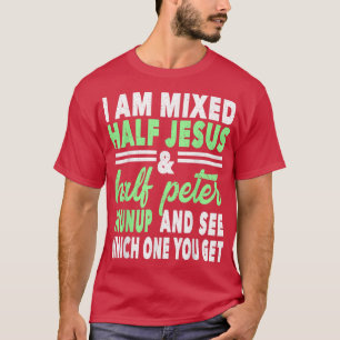 Mied Half Jesus en Half Peter Christians T-shirt
