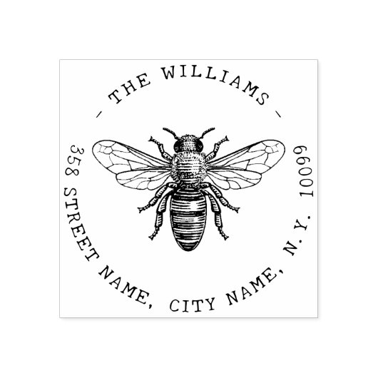 Miel Abeille Familienaam Rubberstempel (Afrduk)