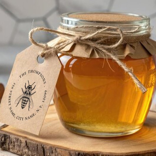 Miel Abeille Familienaam Vintage Rubberstempel