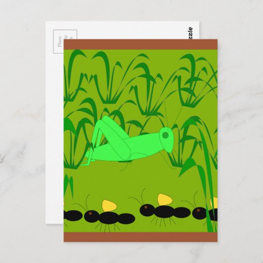 mier en sprinkhaan briefkaart (Voorkant / Achterkant)