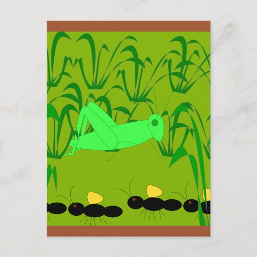 mier en sprinkhaan briefkaart (Voorkant)