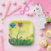 Mier en vlinder op een zomerweide Illustratie Papieren Bordje (Feest)