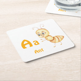 Mier personaliseer ABC: Letter A - Voeg je naam to Kartonnen Onderzetters