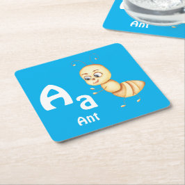 Mier personaliseer ABC: Letter A - Voeg je naam to Kartonnen Onderzetters