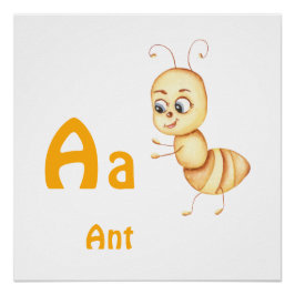 Mier personaliseer ABC: Letter A - Voeg je naam to Perfect Poster