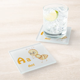 Mier personaliseer ABC: Letter A - Voeg uw naam to Glazen Onderzetter