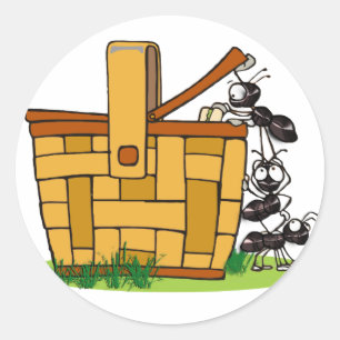 mier picknickmand ronde sticker