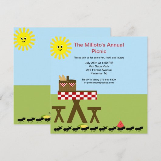 mieren komen langs om op te roepen tot picknick kaart (Voorkant / Achterkant)