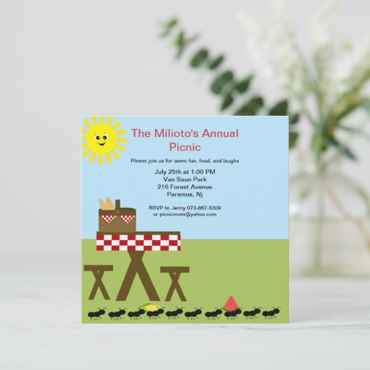 mieren komen langs om op te roepen tot picknick kaart (Staand voorkant)