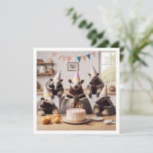 Miereneters vieren hun verjaardag met taart en pet kaart (Staand voorkant)