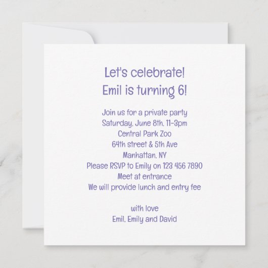 Miereneters vieren hun verjaardag met taart en pet kaart (Achterkant)