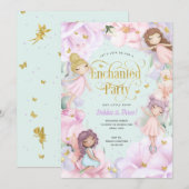 Mierjarige bloementuin, meisjesverjaardag kaart (Voorkant / Achterkant)