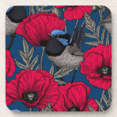 Mierkanen en papavers bier onderzetter (Voorkant)