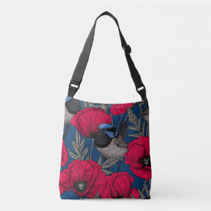 Mierkanen en papavers crossbody tas