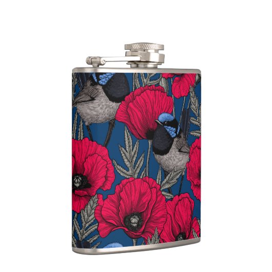 Mierkanen en papavers heupfles (Rechts)