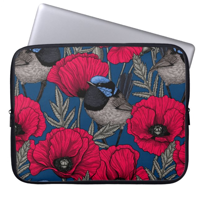 Mierkanen en papavers laptop sleeve (Voorkant)