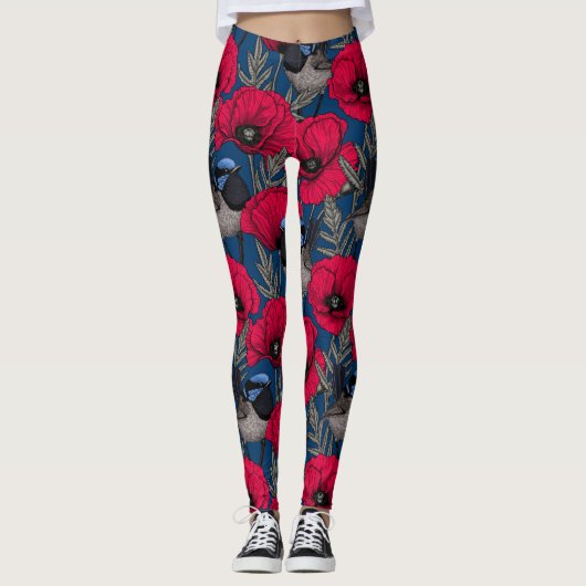 Mierkanen en papavers leggings (Voorkant)