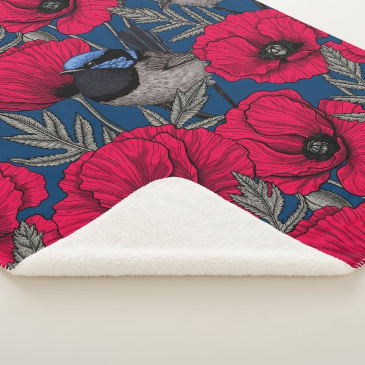 Mierkanen en papavers sherpa deken (3/4)