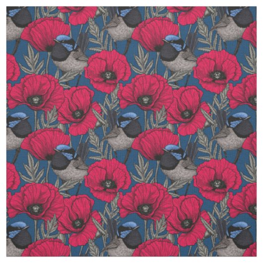 Mierkanen en papavers stof (Swatch)