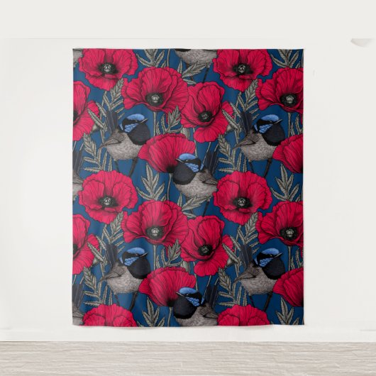 Mierkanen en papavers wandkleed (Voorkant)